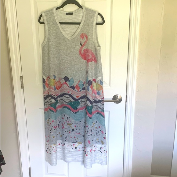 Inoah sweatshirt maxi dress flamingo print size large - Picture 1 of 8